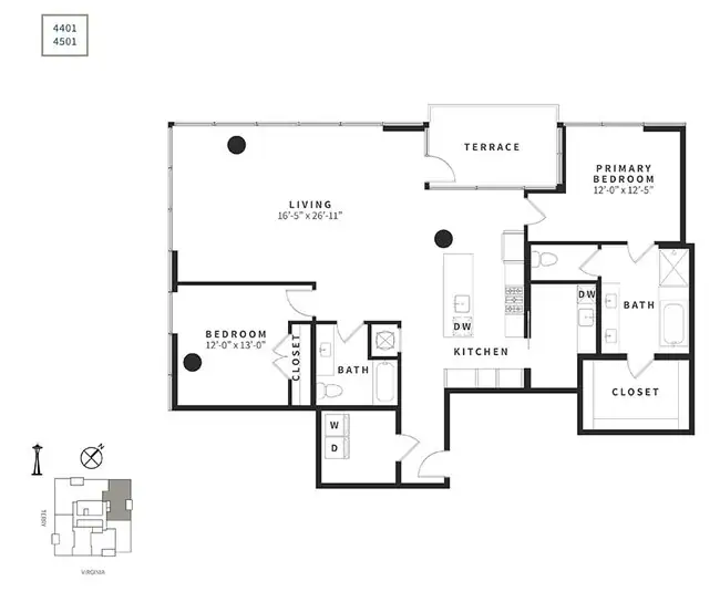 Penthouse 2 Bedroom C3PH 4501 floor plan